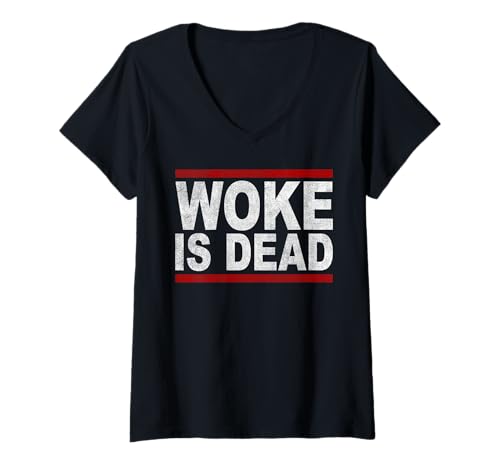 Damen Woke is Dead T-Shirt mit V-Ausschnitt Damen Woke is Dead T-Shirt mit V-Ausschnitt von Woke Is Dead Shirt Mann Frau Outfit
