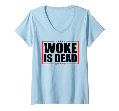 Damen Woke is Dead T-Shirt mit V-Ausschnitt Damen Woke is Dead T-Shirt mit V-Ausschnitt von Woke Is Dead Shirt Mann Frau Outfit
