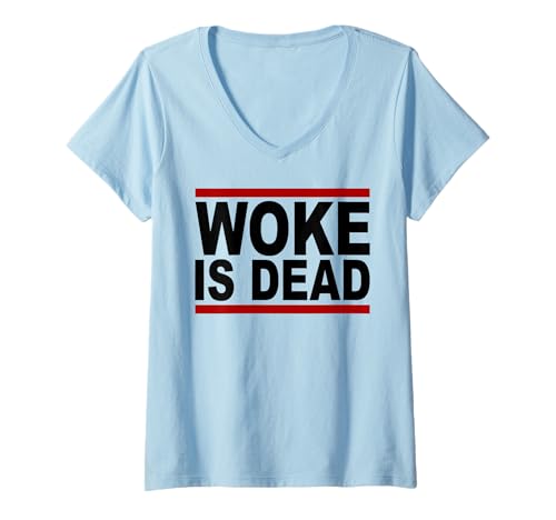 Damen Woke is Dead T-Shirt mit V-Ausschnitt Damen Woke is Dead T-Shirt mit V-Ausschnitt von Woke Is Dead Shirt Mann Frau Outfit