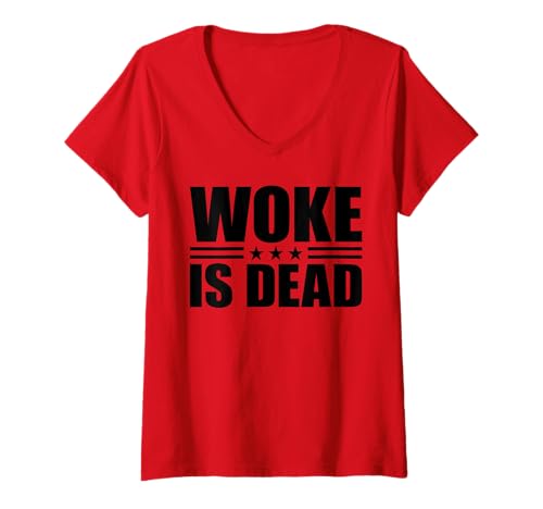 Damen Woke is Dead T-Shirt mit V-Ausschnitt Damen Woke is Dead T-Shirt mit V-Ausschnitt von Woke Is Dead Shirt Mann Frau Outfit