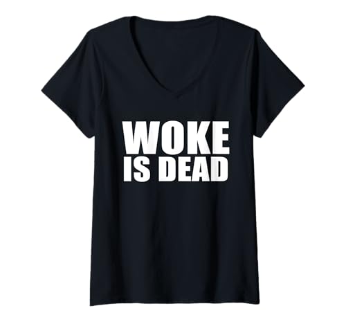Damen Woke is Dead T-Shirt mit V-Ausschnitt Damen Woke is Dead T-Shirt mit V-Ausschnitt von Woke is Dead