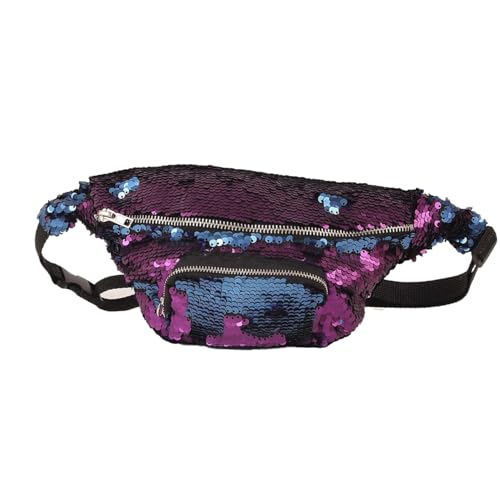 Personalisierte Bauchtasche mit verstellbarem Riemen, modische Schultertasche mit glitzernden Pailletten, faltbar, vielseitiges Crossbody-Tasche, Zubehör für Damen und Mädchen, Unisex, Mattviolett, von Wokyo