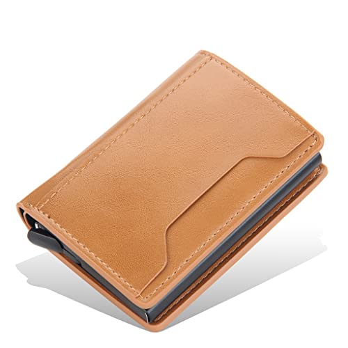 N/A RFID Smart Wallet Auto-Flip-Kartenhalter PU-Leder Aluminiumlegierung Kreditkarteninhaber Herren Mini Wallet Kartenhalter (Farbe: C, Größe: 10 * 7 cm) von WolFum