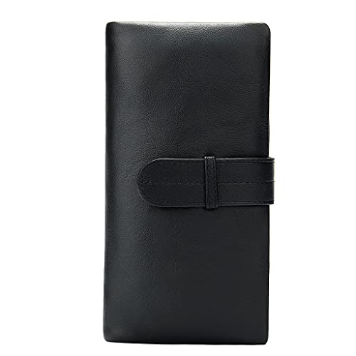 WolFum Reißverschluss Herren Lange Geldbörse Vintage Rindsleder Herren Clutch Geldbörse Telefonkartenhalter Echtes Leder Herren Geldbörsen (Farbe: B, Größe: 19 * 9 cm) von WolFum