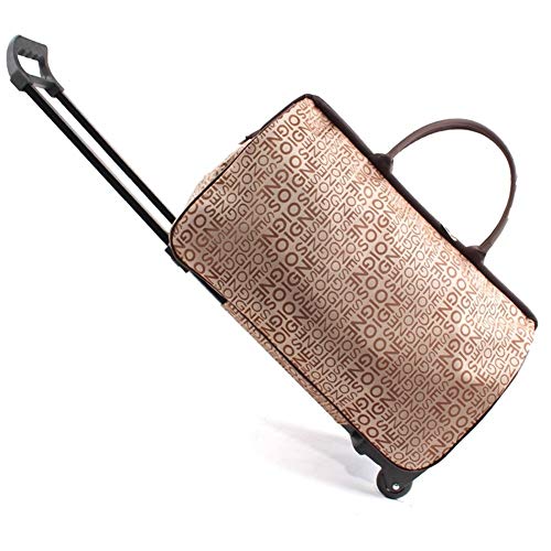 WolFum ZHANGQIANG Damen-Reisetaschen, Damen-Handgepäck mit Rollen, Trolley-Wochenend-Geldbörse (Farbe: farbige Streifen, Größe: groß). Doppelter Komfort von WolFum