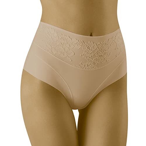 Wolbar Dame Miederslip Shapewear Geblümt Hoher Bund WB438, Beige,M von Wolbar