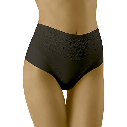 Wolbar Dame Miederslip Shapewear Geblümt Hoher Bund WB438 , Schwarz,L von Wolbar