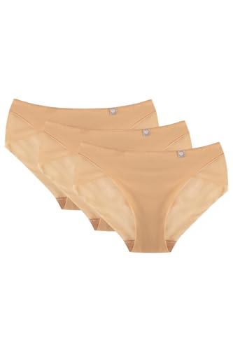 Wolbar Dame Slip Klassisch Elegant Netz Mesh Gummi Höschen Unterhose WB482, Beige,XL von Wolbar