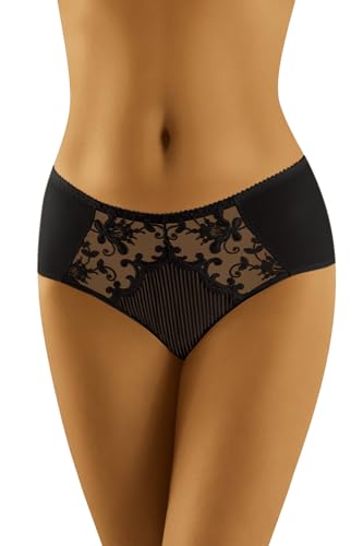 Wolbar Dame Slip Klassisch Spitze Dessous Unterhose WB444, Schwarz,M von Wolbar