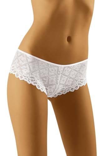 Wolbar Dame Slip Shorts Spitze Gemustert Klassisch Einfarbig Unterhose Dessous Alltag WB477, Weiß,L von Wolbar