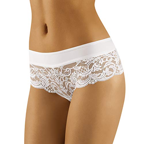 Wolbar Dame Slip Unterhose Spitze Gemustert Unterwäsche WB434, Weiß,XL von Wolbar