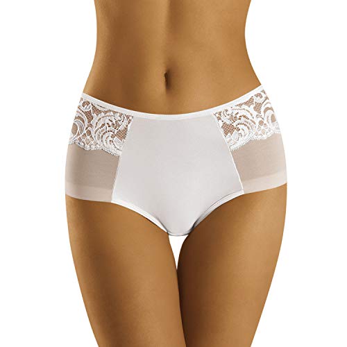 Wolbar Dame Slip Unterhose Spitze Tülll Netz Unterwäsche WB431, Weiß,XXL von Wolbar