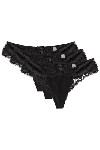 Wolbar Dame String Shorts Spitze Klassisch Stilvoll Unterhose Dessous WB481, Schwarz,S von Wolbar
