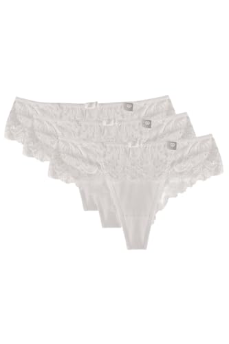Wolbar Dame String Shorts Spitze Klassisch Stilvoll Unterhose Dessous WB481, Weiß,L von Wolbar