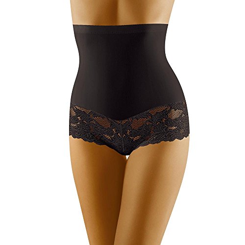 Wolbar Damen Hipster Slip Spitze Miederslip Hohe Taille Figurformende WB183, Schwarz,M von Wolbar