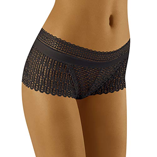 Wolbar Damen Hipsters Unterhose Unterwäsche Ajour-Spitze WB419, Schwarz,XL von Wolbar