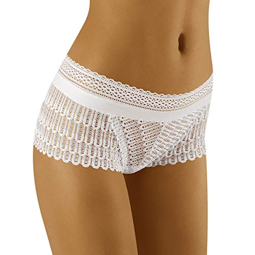 Wolbar Damen Hipsters Unterhose Unterwäsche Ajour-Spitze WB419, Weiß,M von Wolbar