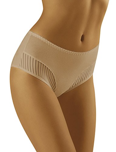 Wolbar Damen Slips Panties Höschen Hohe Taille Slips Hoher Taillenslip Bauchkontrolle Glatte Beschichtete Für Den Alltag Unterhosen Maxi-Slip WB129, Beige,L von Wolbar