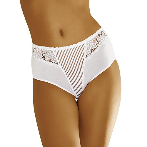 Wolbar Damen Maxi Taillenslip Mit Spitze WB47, Weiß,L von Wolbar