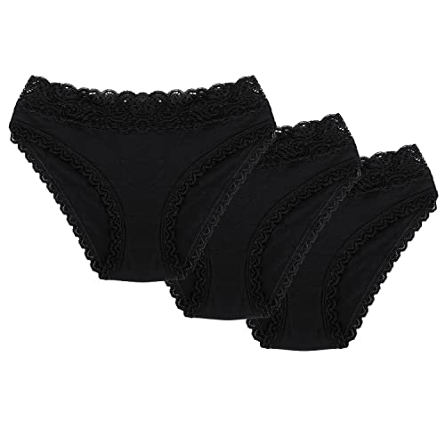 Wolbar Damen Mini-Slip 3-Er Pack Spitze Klassisch Elegant Sinnlich WB158, Schwarz,L Wolbar Damen Mini-Slip 3-Er Pack Spitze Klassisch Elegant Sinnlich WB158, Schwarz,L von Wolbar