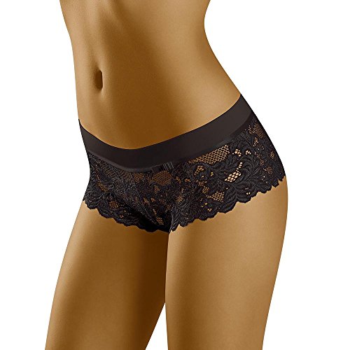 Wolbar Damen Sexy Short-Strings Spitze Miederslip Slips Boxershorts WB194, Schwarz,XL von Wolbar