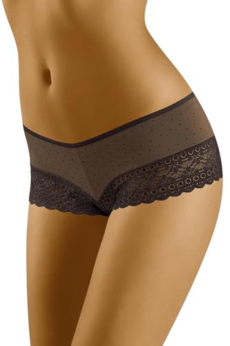 Wolbar Damen Shorts Spitze Netz Bund Unterwäsche Unterhose Bequem Elegant Getupft WB461, Schwarz,M von Wolbar