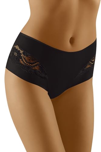 Wolbar Damen Shorts Spitze Netz Bund Unterwäsche Unterhose Bequem Elegant WB467, Schwarz,S von Wolbar