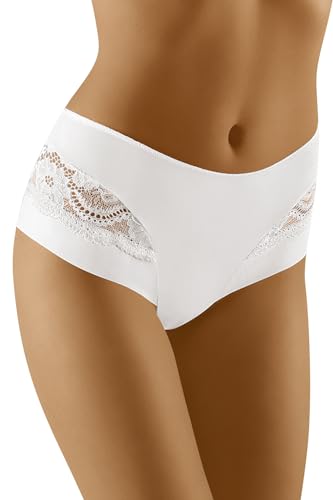 Wolbar Damen Shorts Spitze Netz Bund Unterwäsche Unterhose Bequem Elegant WB467, Weiß,L von Wolbar