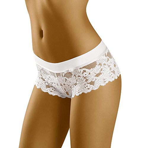 Wolbar Damen Sexy Short-Strings Spitze Miederslip Slips Boxershorts WB194, Weiß,M von Wolbar