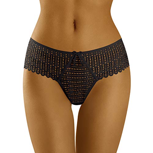Wolbar Damen Slip Brazilian Spitze Unterhose Unterwäsche WB421, Schwarz,L von Wolbar