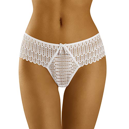 Wolbar Damen Slip Brazilian Spitze Unterhose Unterwäsche WB421, Weiß,S von Wolbar