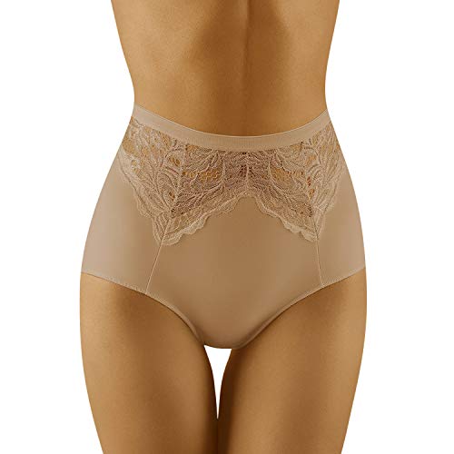 Wolbar Damen Slip Hoher Bund Shapewear Spitze Unterhose WB422, Beige,X-Large von Wolbar