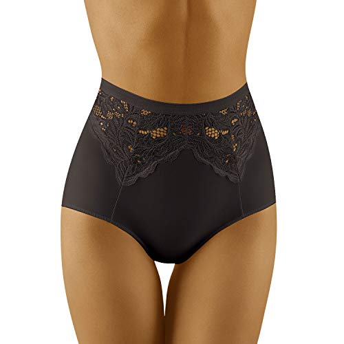 Wolbar Damen Slip Hoher Bund Shapewear Spitze Unterhose WB422, Schwarz,Large von Wolbar