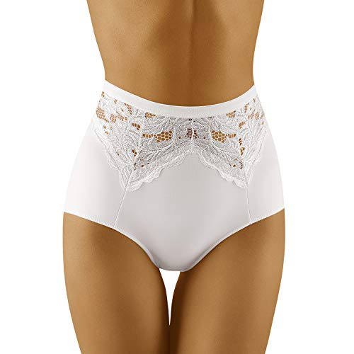 Wolbar Damen Slip Hoher Bund Shapewear Spitze Unterhose WB422, Weiß,X-Large von Wolbar