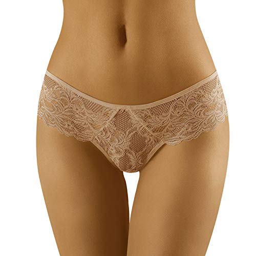 Wolbar Damen Slip Unterhose Bikinislip Spitze WB425, Beige,L von Wolbar