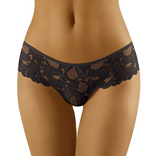 Wolbar Damen Slip Unterhose Bikinislip Spitze WB425, Schwarz,S von Wolbar