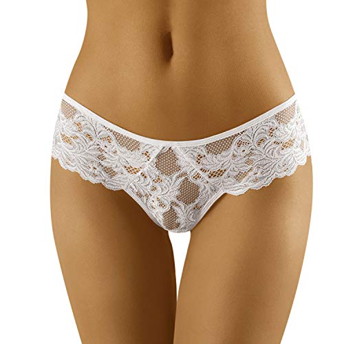 Wolbar Damen Slip Unterhose Bikinislip Spitze WB425, Weiß,S von Wolbar
