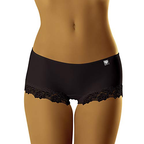 Wolbar Damen Slip Unterhose Shorts Unterwäsche Glatt Diamond 3504, Schwarz,L von Wolbar