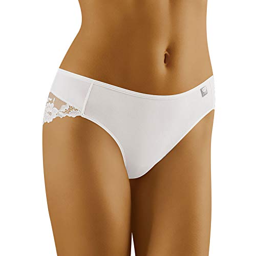 Wolbar Damen Slip Unterhose Spitze Unterwäsche Diamond 3512, Weiß,M von Wolbar