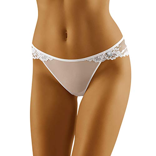 Wolbar Damen Slip Unterhose Spitze Unterwäsche Niedriger Bund Diamond 3518, Weiß,M von Wol-Bar