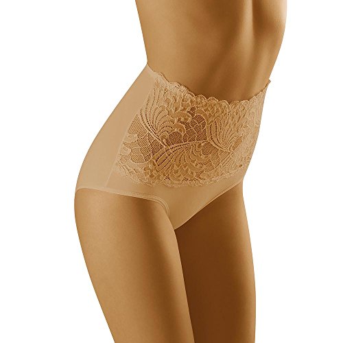 Wolbar Damen Sexy Shapewear-Slips Spitze Miederslip Hohe Taille Figurformende WB207, Beige,XXL von Wolbar