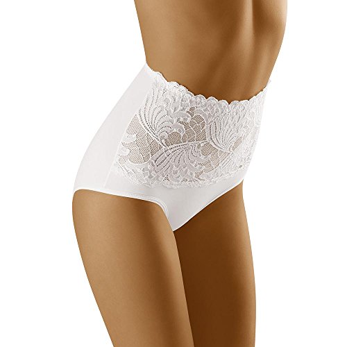 Wolbar Damen Sexy Shapewear-Slips Spitze Miederslip Hohe Taille Figurformende WB207, Weiß,M von Wolbar