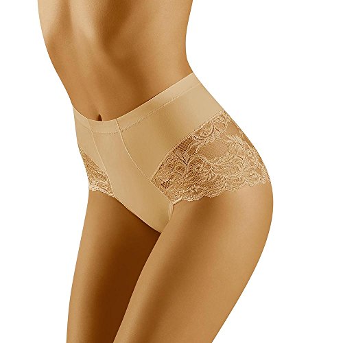 Wolbar Damen Sexy Shapewear-Slips Spitze Miederslip Hohe Taille Figurformende WB184, Beige,M von Wolbar