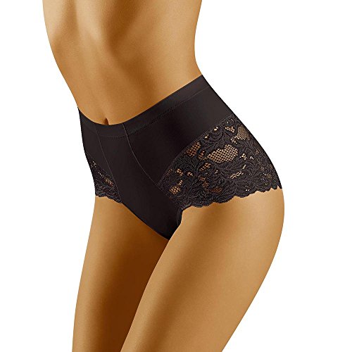 Wolbar Damen Sexy Shapewear-Slips Spitze Miederslip Hohe Taille Figurformende WB184, Schwarz,L von Wolbar