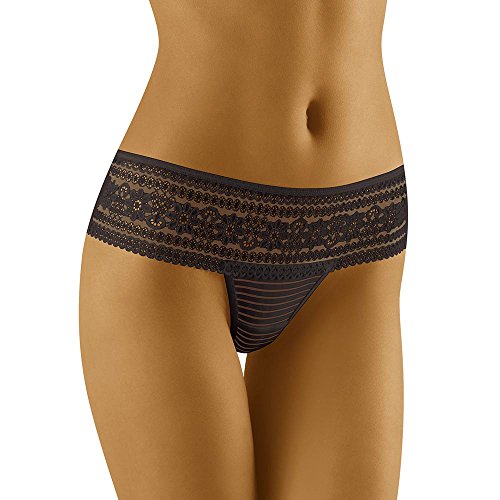 Wolbar Damen Sexy Tanga-Strings Spitze Miederslip Slips Mit Tiefer Hüftlinie WB92, Schwarz,L von Wolbar