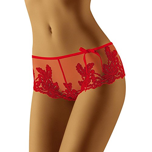 Wolbar Transparente Damen Shorts Mit Spitze WB02, Rot,L von Wolbar