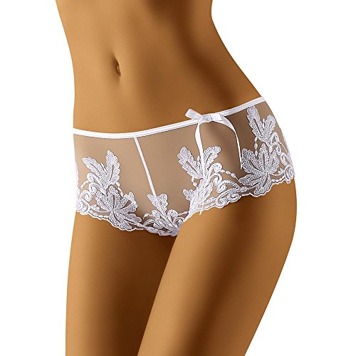 Wolbar Transparente Damen Shorts Mit Spitze WB02, Weiß,L von Wolbar