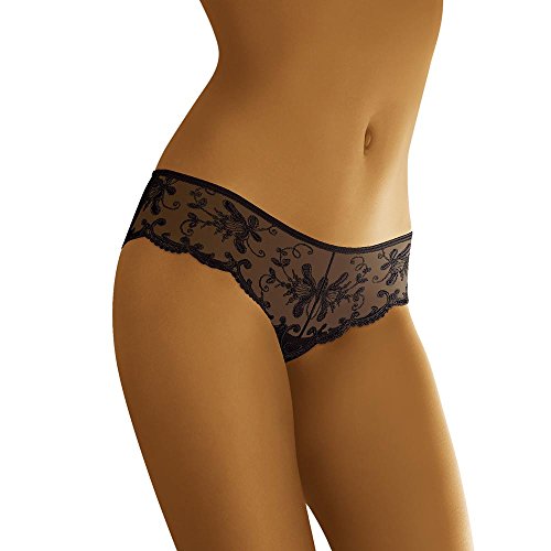 Wolbar Transparenter Damen Slip Aus Blumenspitze WB05, Schwarz,S von Wolbar