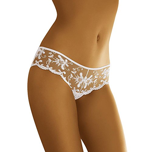 Wolbar Transparenter Damen Slip Aus Blumenspitze WB05, Weiß,S von Wolbar