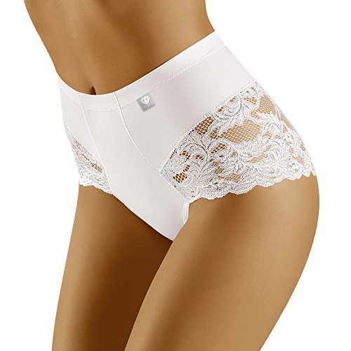 Wolbar WB406 Dame Unterhose Slip Hoher Bund Spitze Unterwäsche, Weiß,XXL von Wolbar